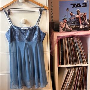 90’ Vintage y2k Victoria Secret Satin Floral Sheer Milkmaid Babydoll Slip Dress